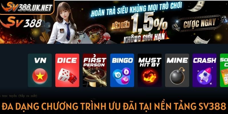 Đa dạng chương trình ưu đãi tại nền tảng SV 388